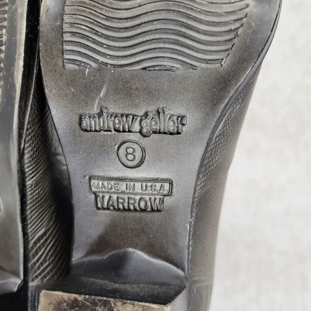 Andrew Geller Vintage Gray Lizard Embossed Heeled Rubber Rain Boots